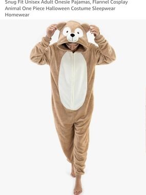 COSUKET Bear Onesie Pajamas with Hood - Tan and Cream
